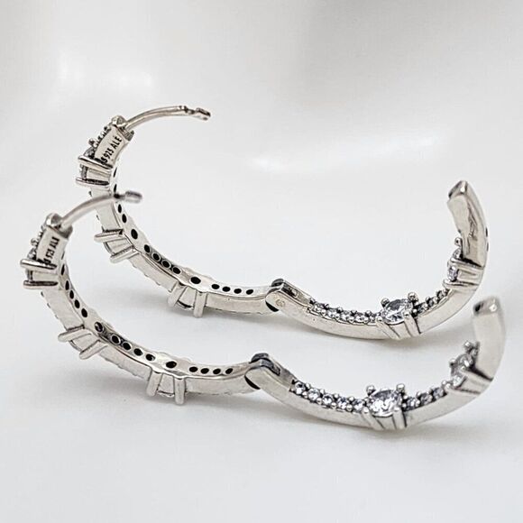 Pandora Sparkling Hoop Earrings - Picture 3 of 4